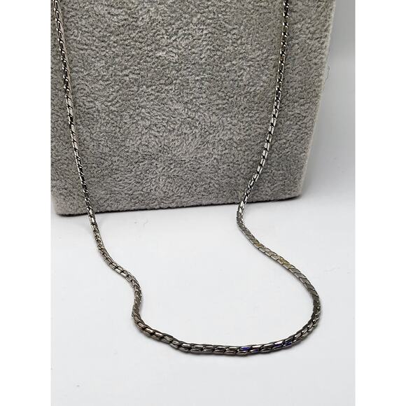 Vintage Napier Silver Tone Flat Chain Necklace 30.5 Inch 1970s 1980s - Picture 2 of 8